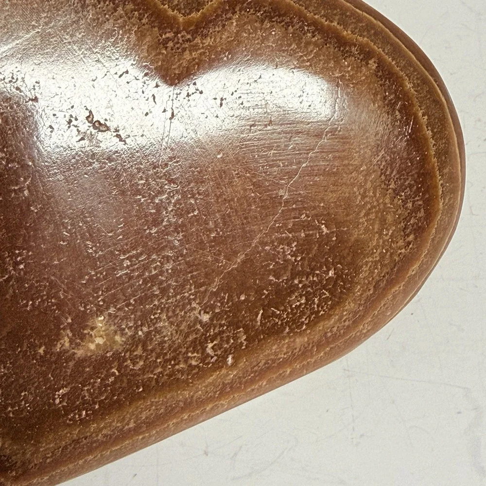 Banded Calcite Heart Shaped Dish Joshua Tree Stone Brown Rock Plate READ - Picture 4 of 8